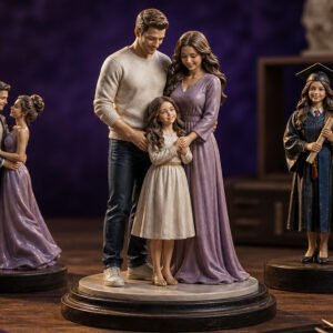 Custom Family Figurine Set from Photo - 3 to 5 Person Realistic Hand-Painted 3D Printed Statue